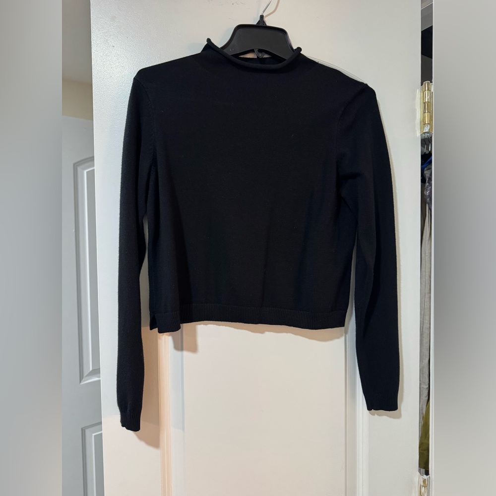 🟡3/$15 DEAL! Adrianna Papell Black Long-Sleeve Mock Neck Knit Crop Sweater